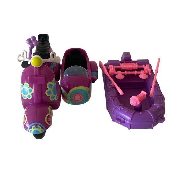 Hasbro Littlest Pet Shop LPS Purple Moped Scooter Side Car  2010 Row Boat - Picture 1 of 16